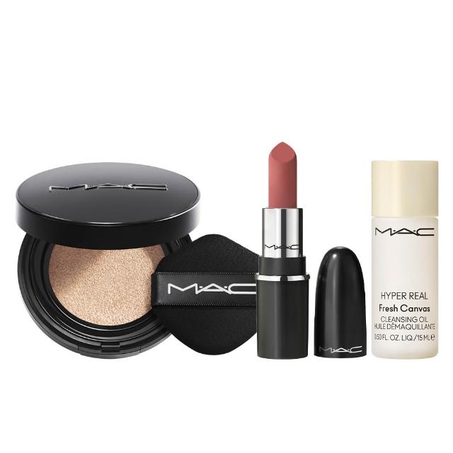 【M.A.C】超持妝霧絲絨氣墊粉餅/柔霧唇膏迷你版(氣墊粉餅SPF 50/PA+++/唇膏迷你版 1.7g  /防曬)