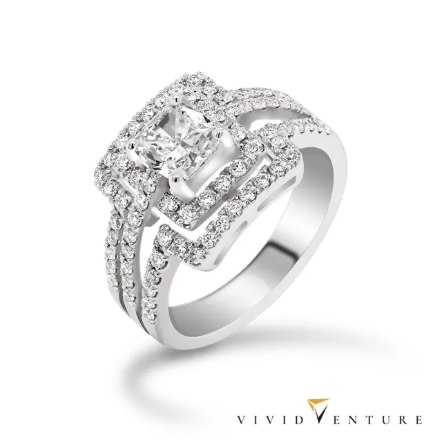 【Vividventure 亞帝芬奇】買一送一 GIA 1克拉 DSI2 鉑金 天然鑽石 戒指 閃耀悅目(買一送GIA30分真鑽項鍊)