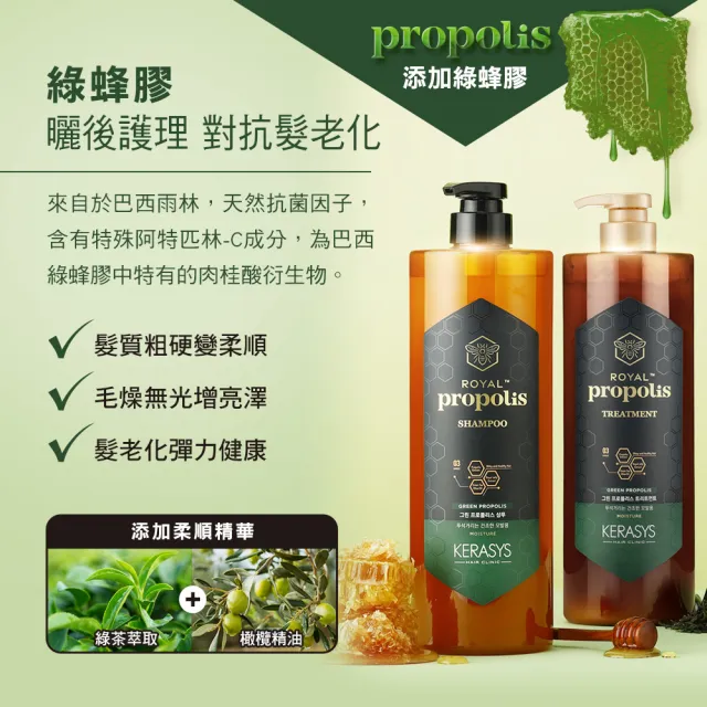 【KeraSys 可瑞絲】蜂王漿活力光澤 洗髮精/護髮素1000ml(經典蜂膠 台灣總代理)