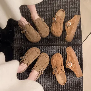 【Alberta】2.5cm厚底 包頭半拖鞋 復古 懶人鞋 穆勒鞋 涼拖鞋 2色