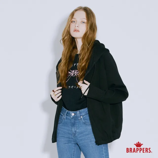 【BRAPPERS】女款 寬版連帽外套(黑)