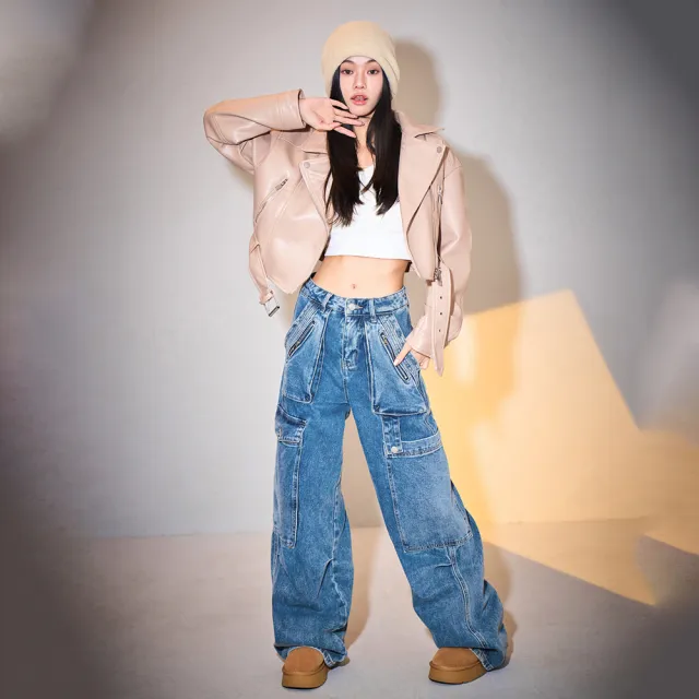 【MAJOR MADE】多口袋牛仔工裝褲(女裝長褲/休閒褲/牛仔褲)