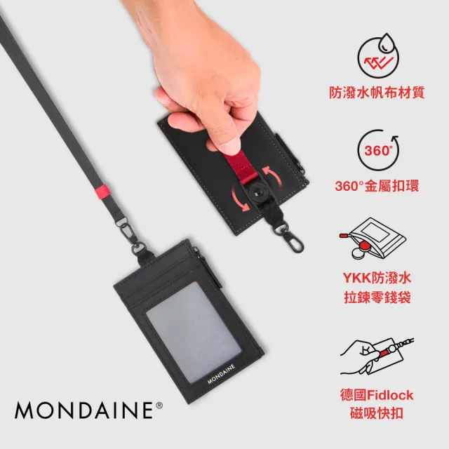 【MONDAINE 瑞士國鐵】Fidlock磁扣證件套 極速拆收防潑水識別證/零錢袋(黑/藍/綠)