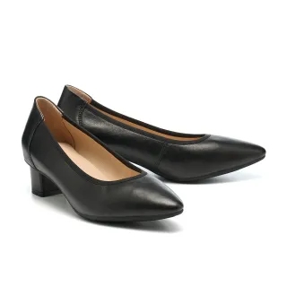 【AS 集團】極簡百搭純色彈力織帶羊皮尖頭高跟鞋(黑)