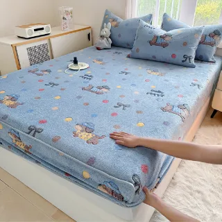 【Sleep Club】買一送一 細膩包邊雪花絨床包 單人/雙人/加大任選(7色任選 床包 床罩 床單 床套)