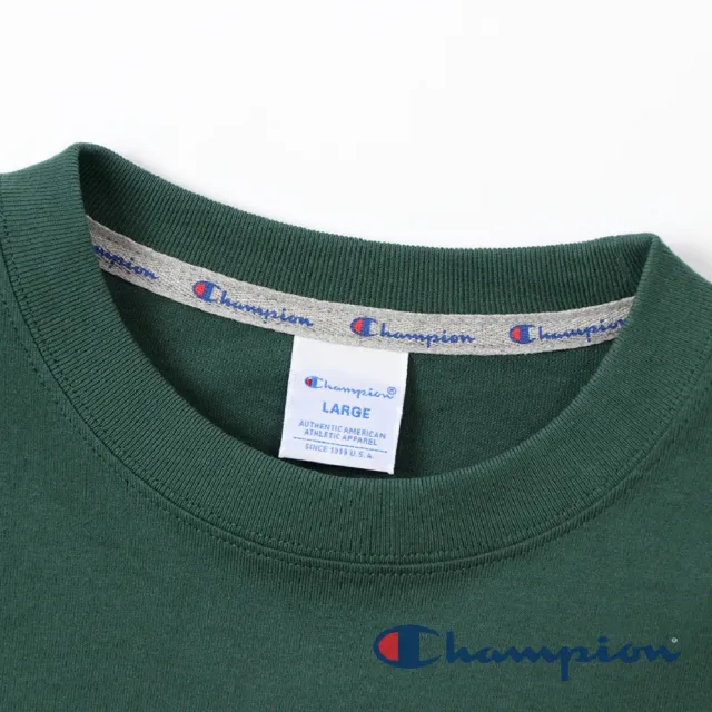 【Champion】官方直營 男款-AS印花LOGO長袖TEE-綠色(C3-R402-570 日規)