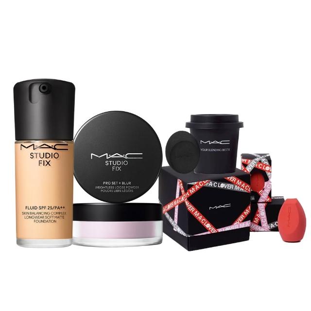 【M.A.C】自帶濾鏡底妝組(超持妝輕透濾鏡蜜粉+超持妝濾鏡粉底液 SPF25/PA++ 30ml #詐片粉底/防曬/雙11限定)