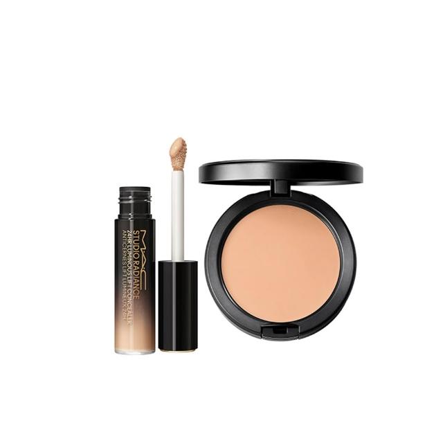 【M.A.C】完美無瑕底妝組(新品上市 超持妝柔焦輕粉餅 12g+超持妝奢緞遮瑕精華11ml)