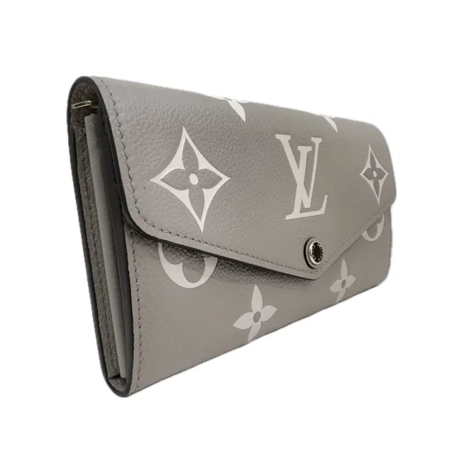 【Louis Vuitton 路易威登】M81049 經典Sarah系列雙色Monogram Empreinte壓紋信封式長夾(米色)