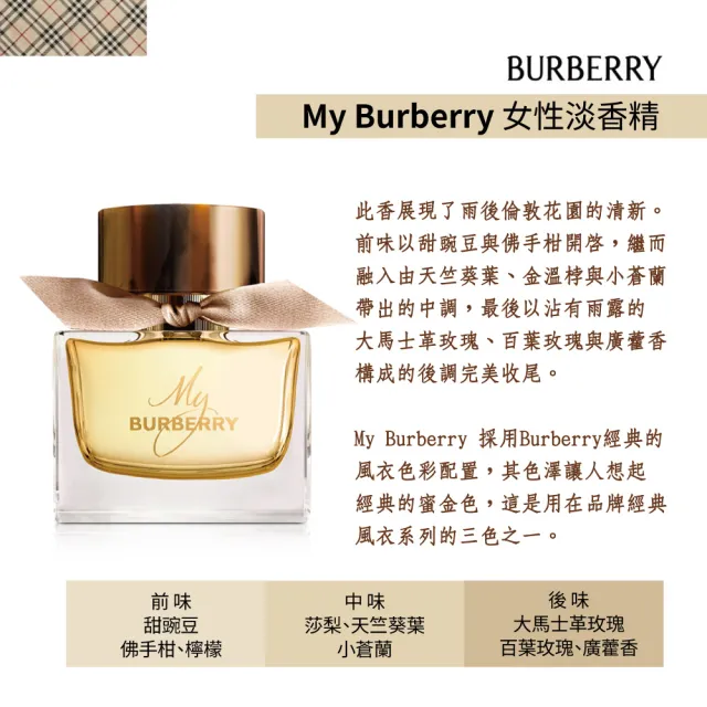 【BURBERRY 巴寶莉】My Burberry 女性淡香精90ml(專櫃公司貨)