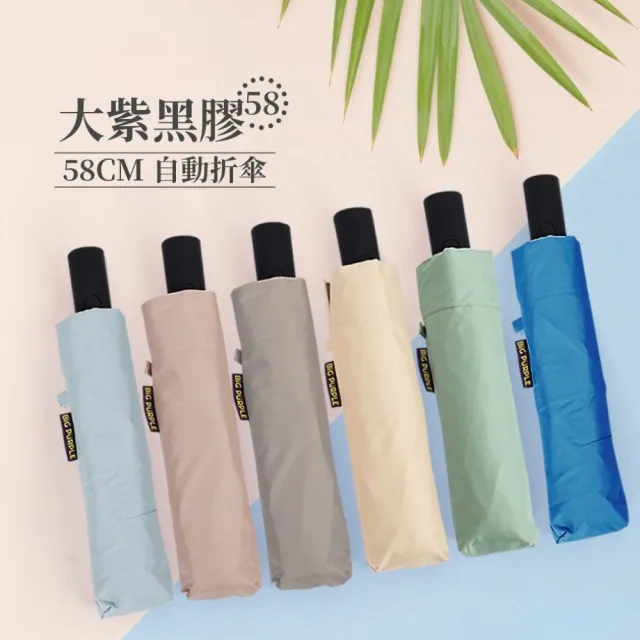 【雨傘王】BigPurple大紫23吋 黑膠 自動傘 折疊傘  防曬降溫 抗UV 1-2人撐(超值款無維修)