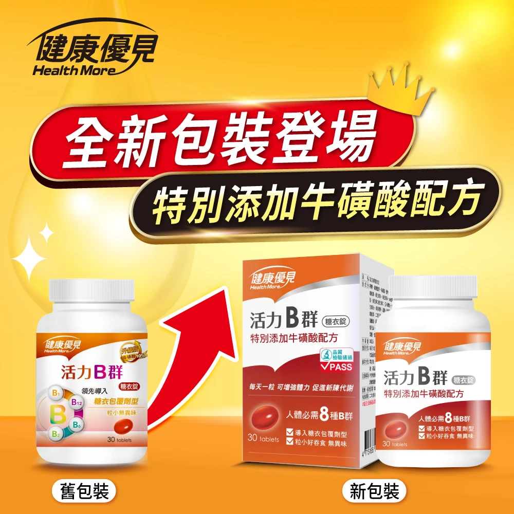 永信活力B群糖衣錠升級版一天一錠活力滿分! 永信活力B群糖衣錠 小顆吞更輕鬆,適合全家大小食用,升級版x12瓶(30粒/瓶)(一年份)