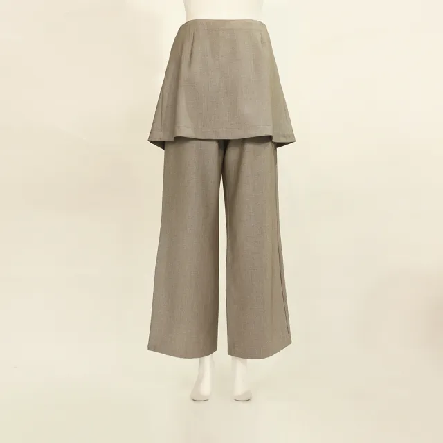 【ILEY 伊蕾】OL圍裹式活片縲縈直筒褲(卡其；M-XL；1253716607)