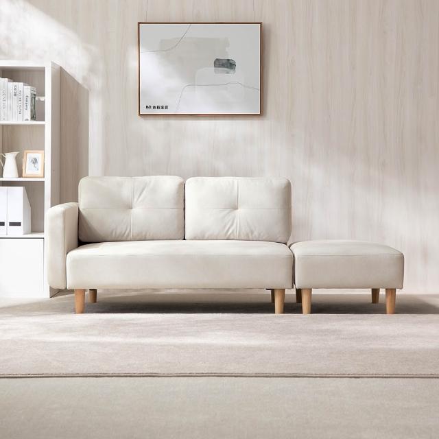 【H&D 東稻家居】MODERN DECO賽斯托日系簡約貓抓布防潑雙人+凳沙發(扶手可左右互換)