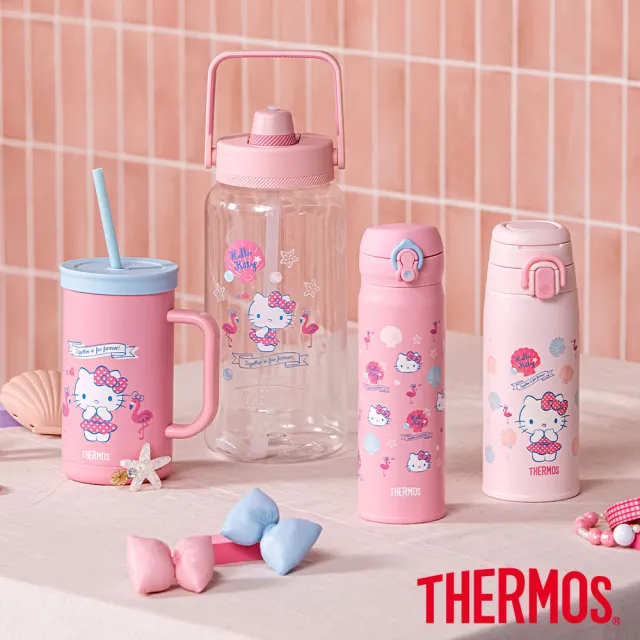 【THERMOS 膳魔師】HelloKitty可進洗碗機不鏽鋼真空吸管杯720ml(TKHA-720KT-SS)