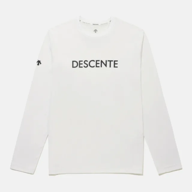 【DESCENTE】長袖上衣 男 女 中性 寬鬆版型 快排 ESSENTIAL BRUSHED 白 SQ323UTL91-WHT0