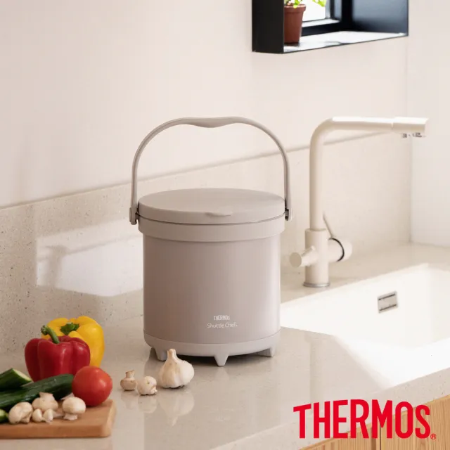 【THERMOS 膳魔師】橡實棕不鏽鋼真空保溫燜燒提鍋4500ml(TCRA-4501-NEBW)