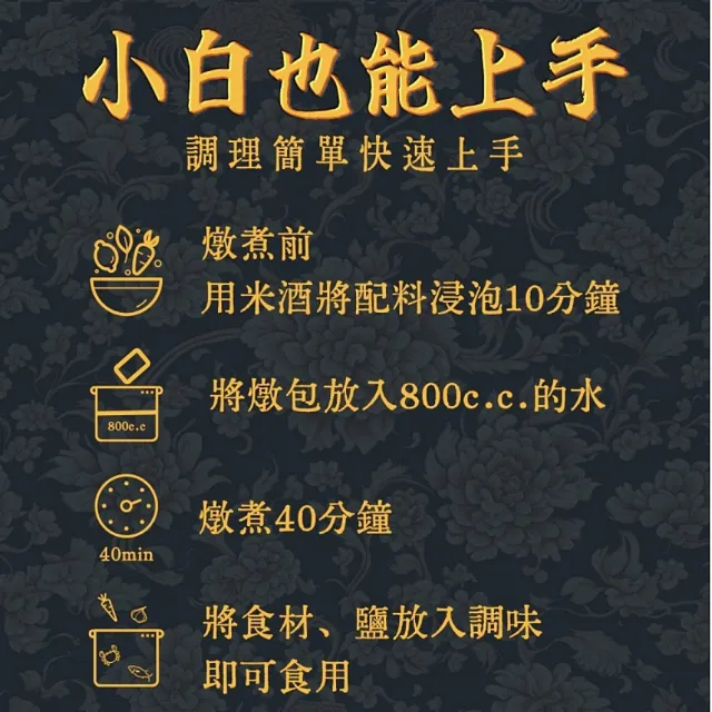 【養元堂】食補藥膳包-人蔘燉補/九尾雞/金線蓮雞x任選6包(三款任選/純藥膳包/無肉)