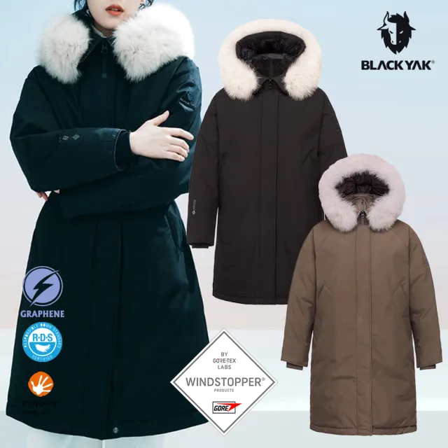 【BLACKYAK】女 HIMA WSP長版羽絨外套[兩色]BYEB2WJ901(WINDSTOPPER 防風 保暖 石墨烯 IU)