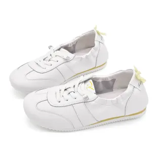 【Robinlo】奶泡芭蕾真皮蝴蝶結休閒德訓鞋小白鞋免綁帶懶人鞋 NANCI(檸霜雲奶)