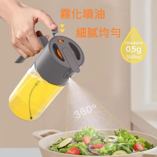 【家適通】新升級 噴油壼 噴油瓶 550ml 倒油噴油二用 帶刻度玻璃油瓶 噴油罐 調料罐