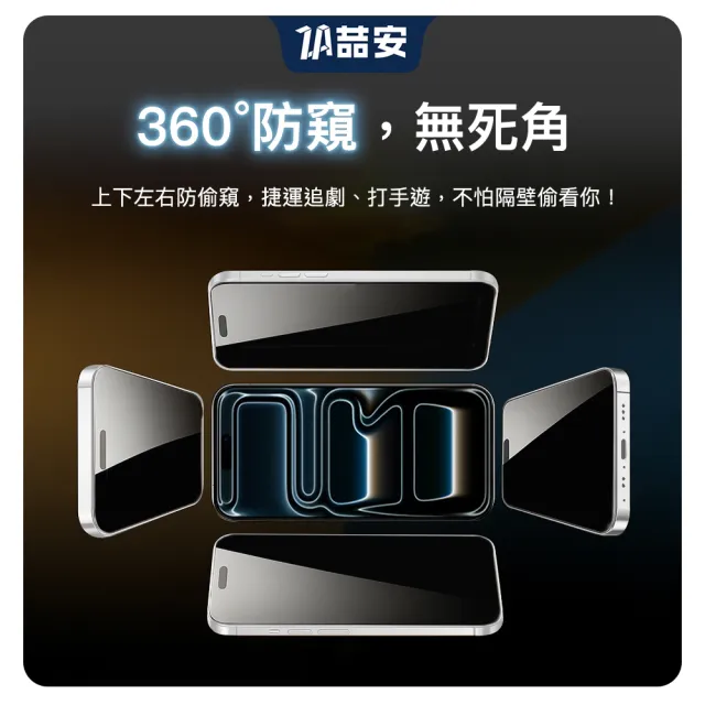 【ZA 喆安】360度防窺鋼化玻璃螢幕手機保護貼膜i18/17/16/15/14/13/12/11 Air/Plus/Pro/Pro Max適用iPhone