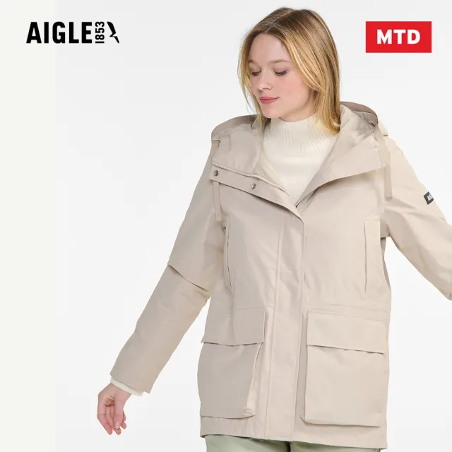 【AIGLE】女 MTD 防水透氣外套|AG-5AI75A186 杏色(防水外套 防風 防潑水 女外套)