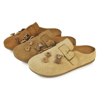 【Pretty】女 懶人拖鞋 半拖鞋 包頭拖鞋 穆勒鞋 前包後空鞋 仿麂皮(卡其、棕色、米色)