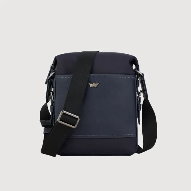 【BRAUN BUFFEL 德國小金牛】尼爾-C 直式斜背包-黑色/深藍色(BF574-17-BK/DB) 男包送禮推薦
