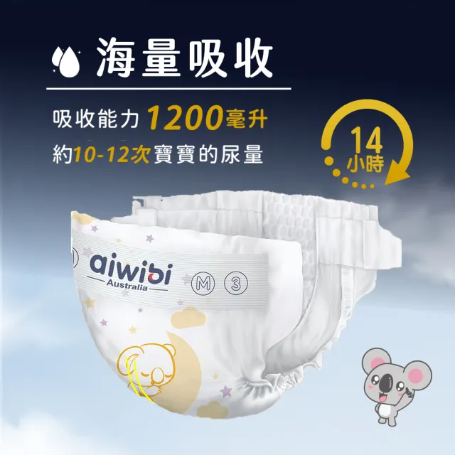 【Aiwibi 愛薇彼】夜用甄柔瞬吸 黏貼型紙尿褲x3包 S-XL(黏貼型/紙尿褲/尿布)