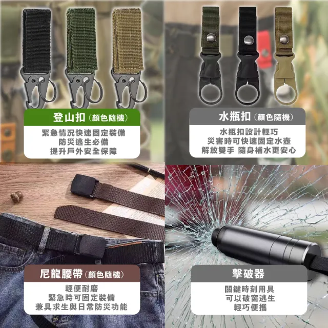 【XUMU SELECT 旭沐選物】22合1豪華版 防災包 避難包 求生包 野外求生工具(求生哨 保暖毯 安全錘 警報器)