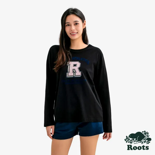 【Roots】Roots女裝- ATHLETICS 長袖上衣(黑色)