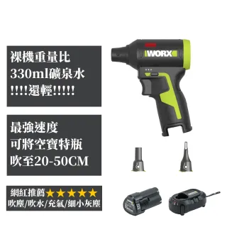 【WORX 威克士】12V無刷吹塵槍 含1電1充2吹嘴 暴力風槍 鼓風機 無線除塵(WU094)