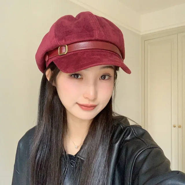 【TLYS-J】鹿皮絨八角貝雷帽 秋冬防風保暖帽 鴨舌帽 畫家帽 毛帽 報童帽 經典潮流時尚女帽(交換禮物)