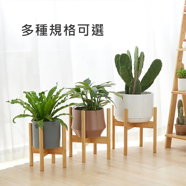 【舒福家居】北歐風十字落地花架 楠竹圓棍花盆架 客廳陽台綠蘿花盆架(十字花架/楠竹原色/中款)