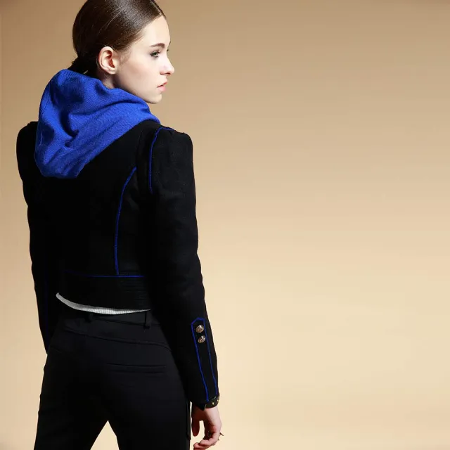 【ICHE 衣哲】羊毛雙排釦造型滾邊外套