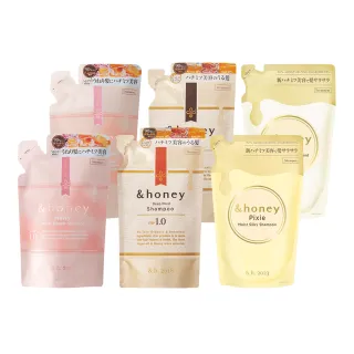 【&honey】日本原裝 蜂蜜洗髮精/潤髮乳 補充包350ml/g(細軟易斷 乾燥粗硬 受損髮質 護髮乳 護髮素 護髮膜)