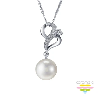 【彩糖鑽工坊】K金 9MM 淡水珍珠項鍊(天然鑽石 花露Dew 系列)