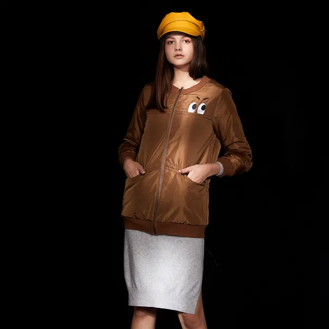 【ICHE 衣哲】時尚拼接絨毛長版風衣造型外套-太妃糖色