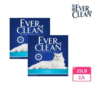 【EverClean 藍鑽】強效凝結除臭貓砂25LB-2入組(美規)