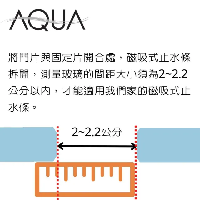 【AQUA】淋浴拉門止水條135°防錯開磁吸條TM-1400(三年保固/止水條/擋水條/防水條/門擋/DIY組裝)