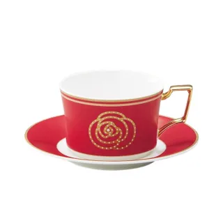 【NORITAKE】玫瑰紅金邊系列-骨瓷咖啡單客杯(限量新品上市 禮盒組)