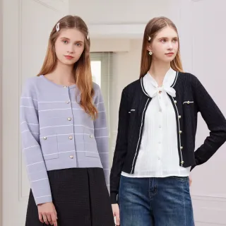 【H2O】小香風細條紋針織上衣外套(#5660002 #5663003 網路獨家、長袖上衣、針織衫)