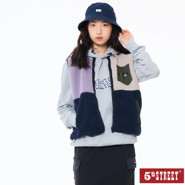 【5th STREET】女裝 背心 背心外套 雙面穿 毛絨 藍色(550034)