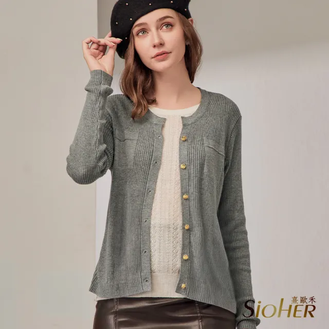 【SiOHER 熹歐禾】現貨 韓系精紡羊毛多層次針織上衣三件組(女裝/女上衣/女外套/圓領/通勤)