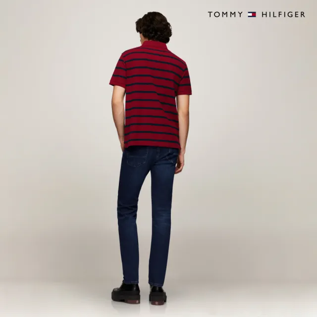 【TOMMY HILFIGER】官方旗艦館 精緻條紋彈性 Polo 衫_紅色