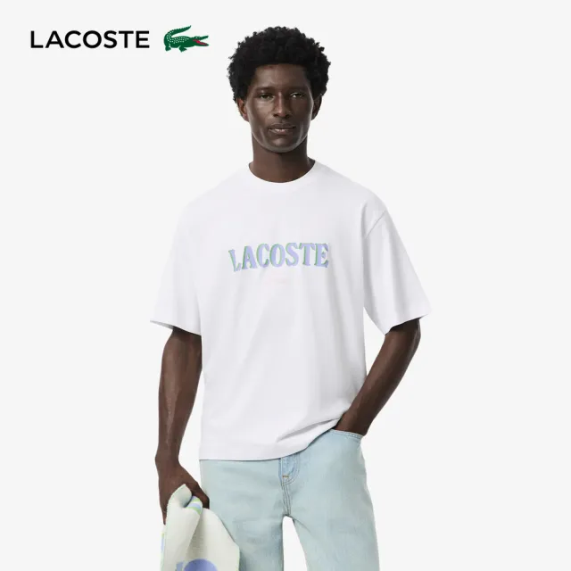 【LACOSTE】男裝-品牌logo印花短袖T恤(白色)