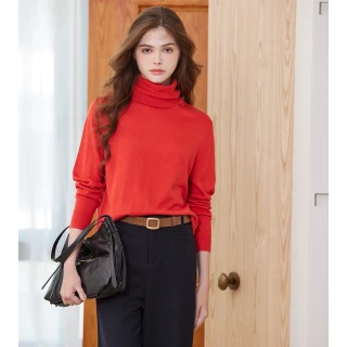 【IENA】經典款高領針織毛衣(##5230013 針織上衣、長袖上衣；米色/紅色)