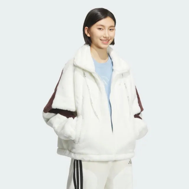 【adidas 愛迪達】外套 女 運動立領外套 絨毛 寬鬆 亞規 MS WARM JKT2 白 KC0079
