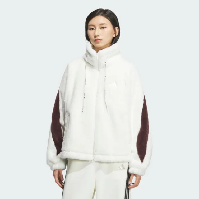 【adidas 愛迪達】外套 女 運動立領外套 絨毛 寬鬆 亞規 MS WARM JKT2 白 KC0079